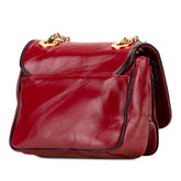 グッチ インターロッキングG チェーン ショルダーバッグ ハンドバッグ 576423 レッド ブラック レザー レディース GUCCI 【中古】